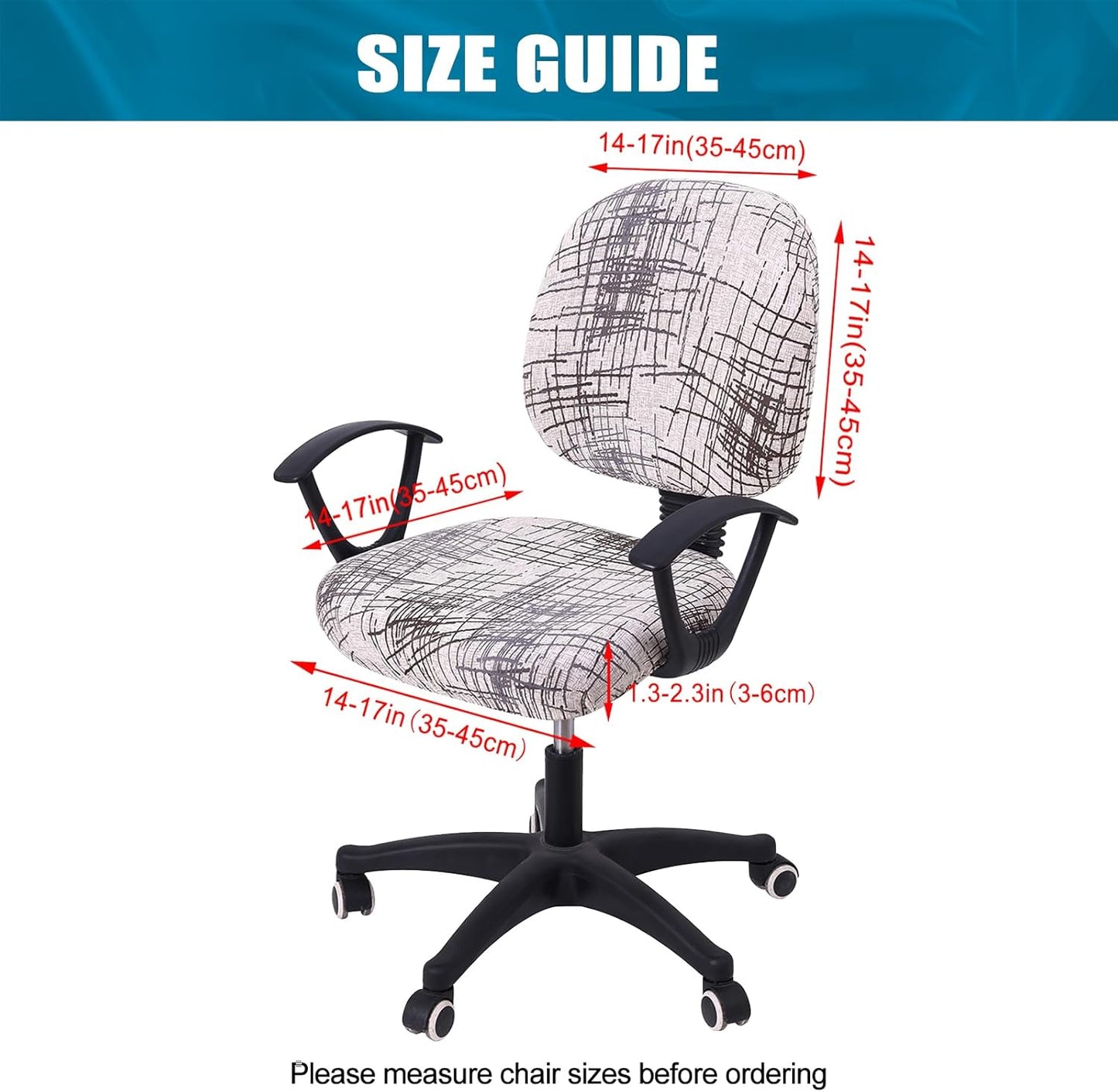 Smiry Stretch Printed Office Computer Chair Covers, Universal Washable Removable Desk Rotating Chair Slipcovers Protector, Seat + Backrest Cover - Brown and White