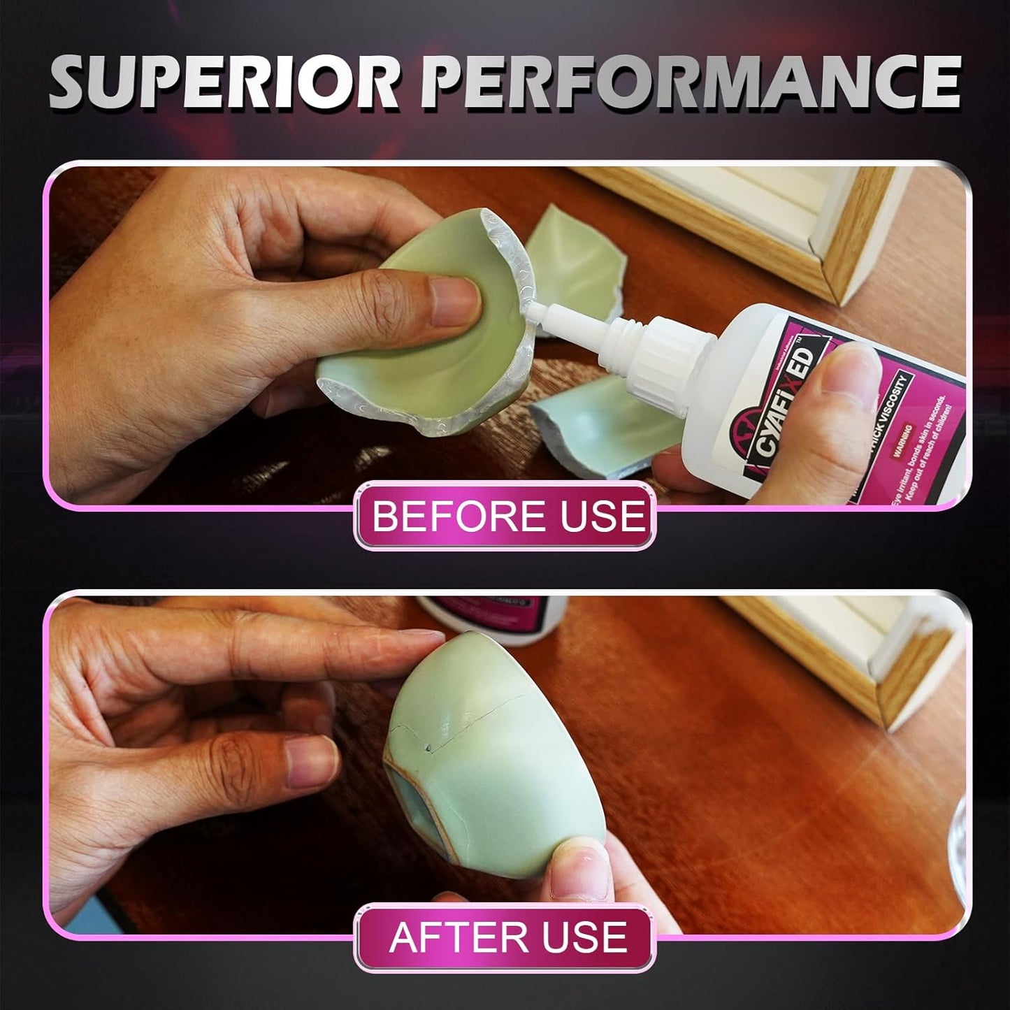Super Glue Liquid, Instant Clear Cyanoacrylate Medium Thick Viscosity Adhesive, Food Safe CA Glue For Shoe Repair Leather Ceramic Plastic Glass Metal Wood Aquarium Porcelain Rubber Pottery Model Craft