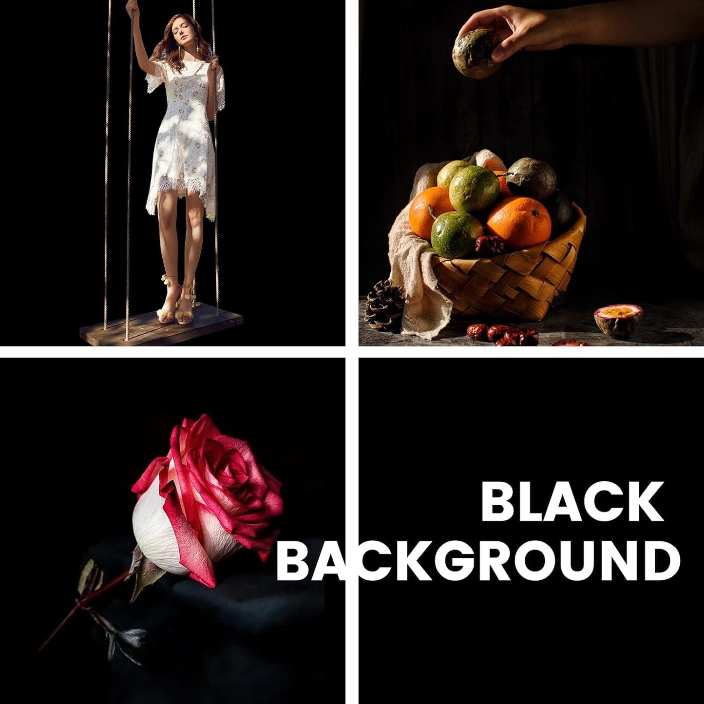 BEIYANG 5 Ft x10 Ft Photography Black Backdrop, Black Background Non-Reflective Fabric, Wrinkle Resistance Photo Background for Chromakey Photo Studio Video Shooting