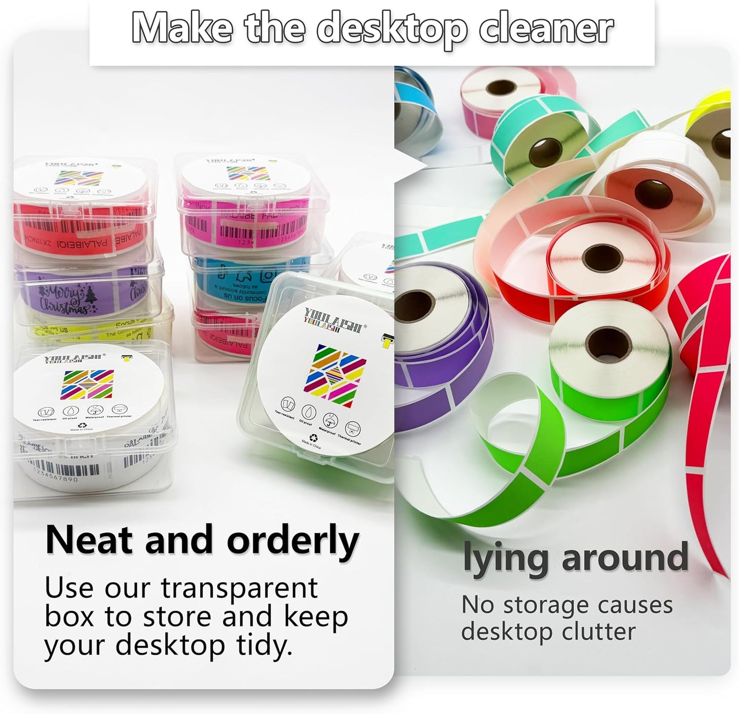 1X2 inch Label Stickers Roll for Thermal Printer 500PCS Colored Removable Freezer Labels Waterproof Blank Sticker Labels to Write on for Food Containers and Jars, Light Purple