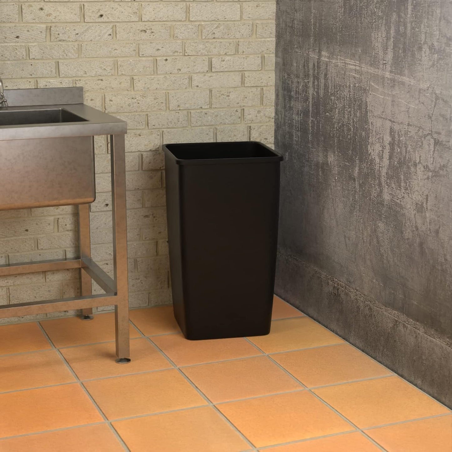 50 Gallon Black Square Commercial Trash Can