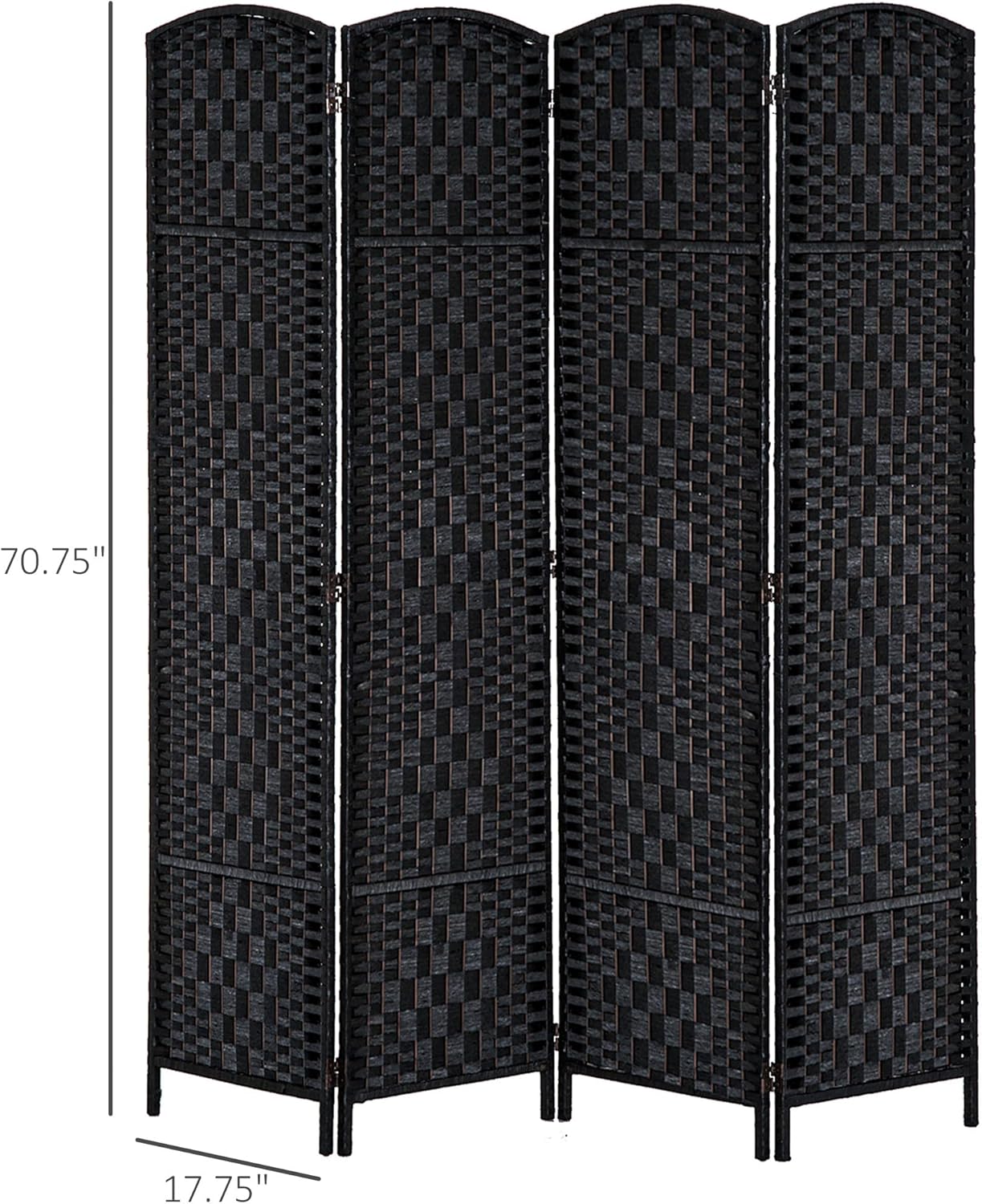 NicBex Room Divider 4 Panel Room Dividers with Woven Rattan Design Partition Room Dividers and Folding Privacy Screens 6 FT Wall Divider for Office, Room Separation,70.75"W x 0.75"D x 70.75"H, Black