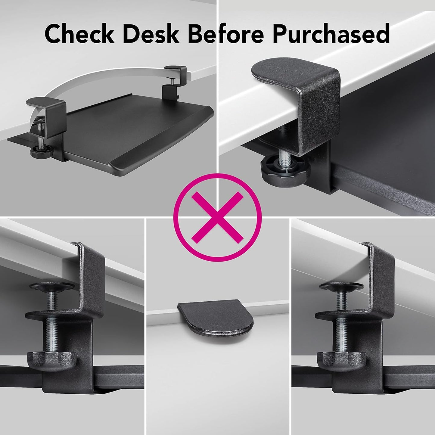 EHO Clamp-On Retractable Adjustable Keyboard Tray, Under Desk Ergonomic Keyboard Tray - Easy Tool-Free Install - Small Surface 20" (24.8" Including Clamps) x 11.5"