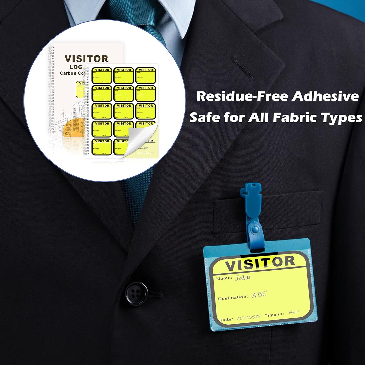 2 Pack of 450 Visitor Badges Registry Log with Carbon Copy Visitor Stickers Letter Size Visitor Log Book Extras Protecting Privacy Pages Spiral-Bound Self Visitor Badges Guest Register Book (2)