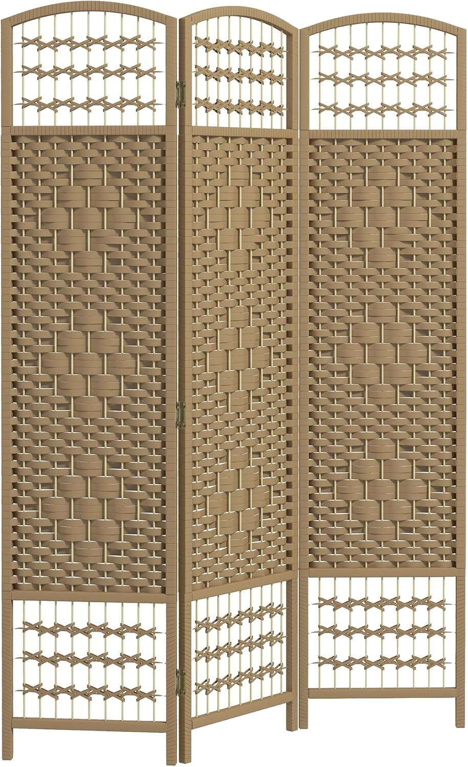 NicBex Room Divider 3 Panel Room Dividers with Woven Paper Design Partition Room Dividers and Folding Privacy Screens 5.6 FT Wall Divider for Office, Room Separation,47.25"W x 0.5"D x 67"H, Natural