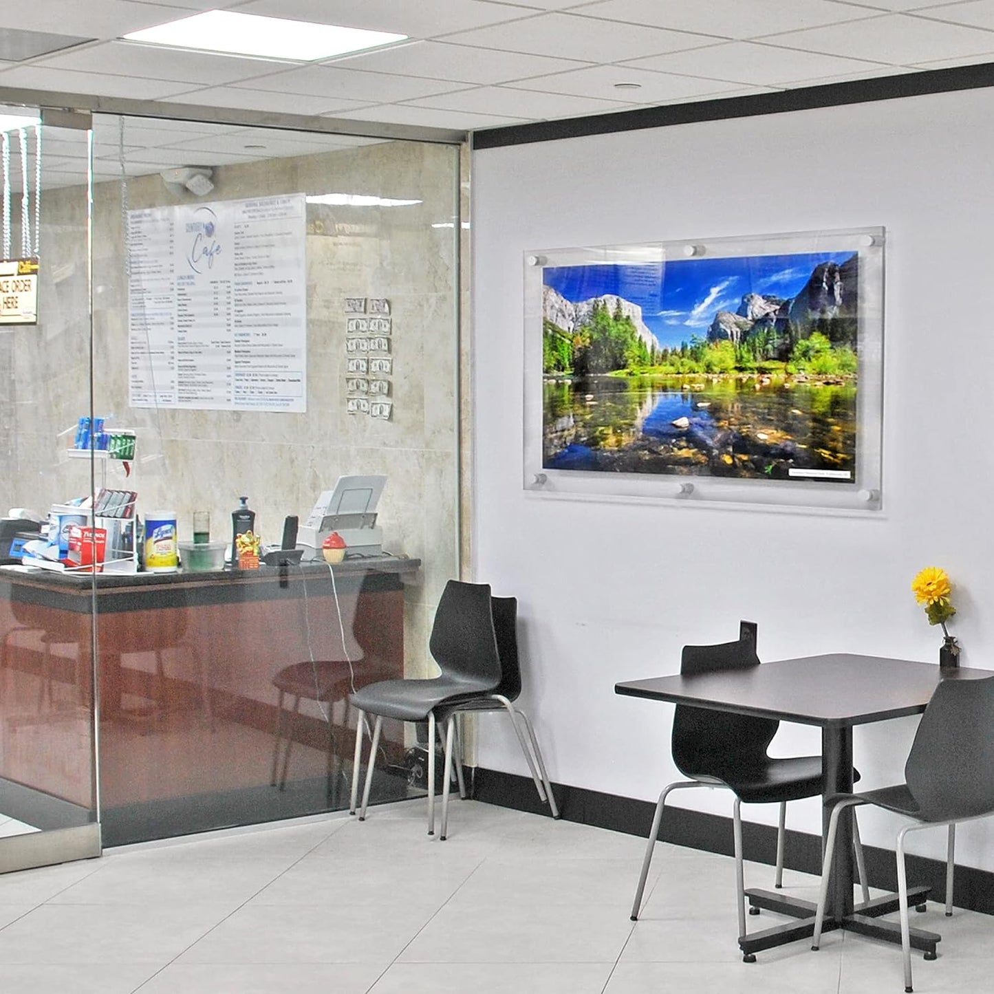 Azar Displays,105536, Floating Acrylic Wall Frame with Silver Hardware Stand Off Caps, Clear Hanging Photo Frame Display Mount with Frameless Border, Glass-Like Frame for Large Prints, 24" x 36"