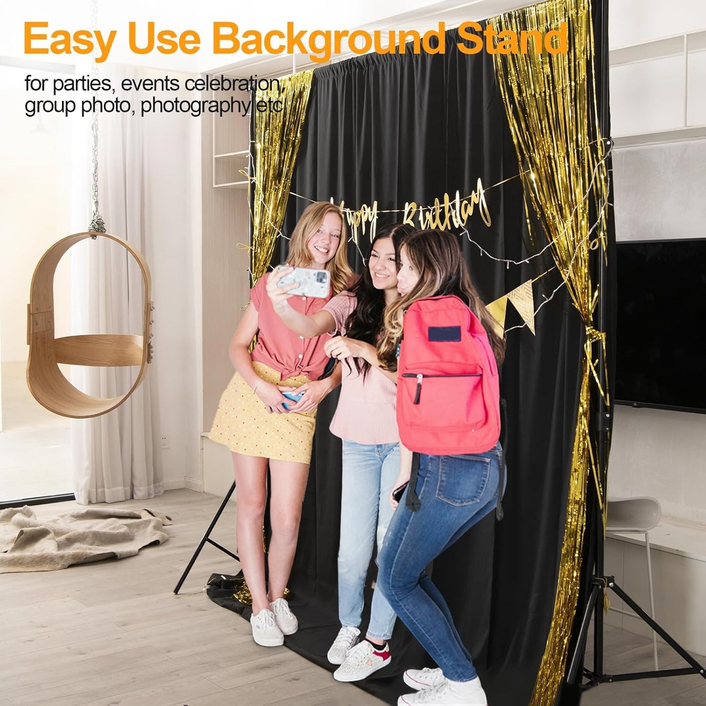 EMART Photo Backdrop Stand kit, 10 x 10 ft Back Drop Adjustable Frame for Photography, Photoshoot Banner Background Support Holder for Parties Dectoration