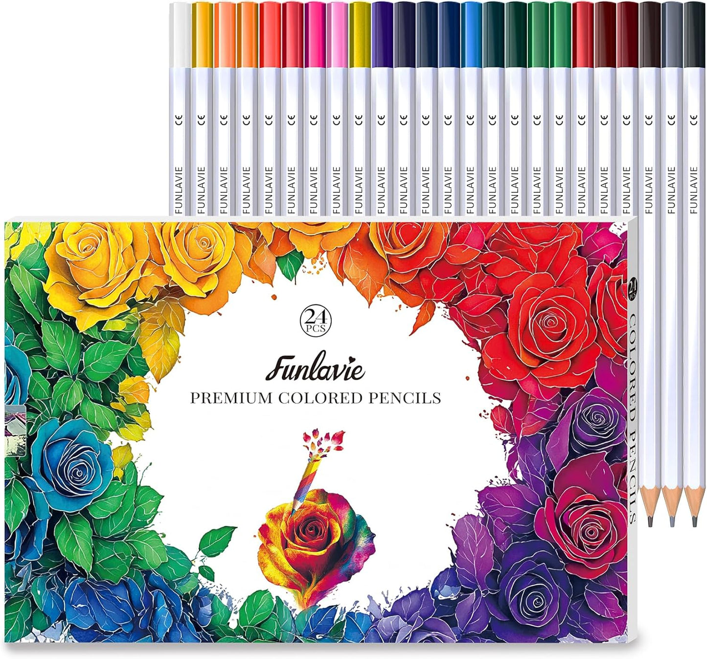 24 Colored Pencils for Adult Coloring Books,Drawing Pencils for sketching & Painting, Soft Core Oil-Based Coloring Pencil Set with Sharpener for Teens, Artists and Beginners