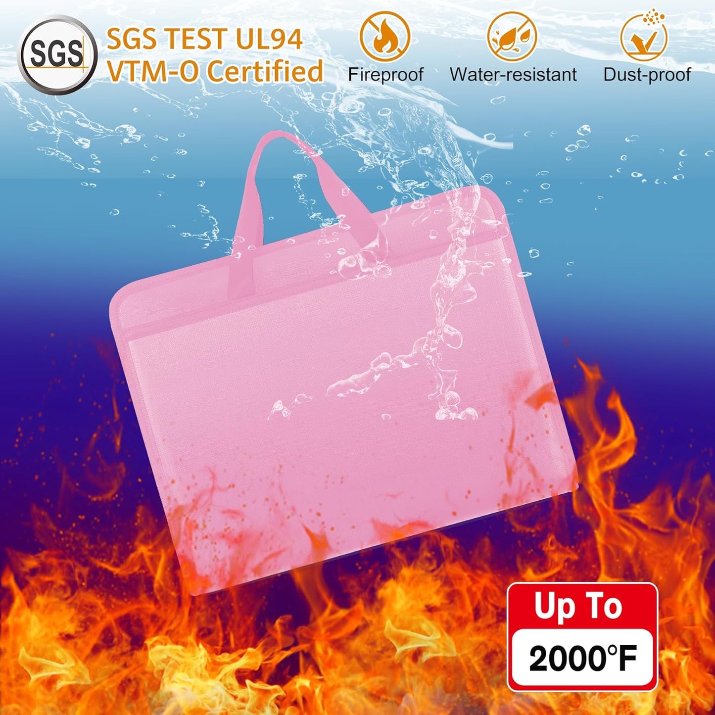 File Organizer Fireproof Expanding Accordion File Folder with Zipper Labels13 Pockets Document Organizer Holder Storage Box Bag for Business Office Receipt Home Travel