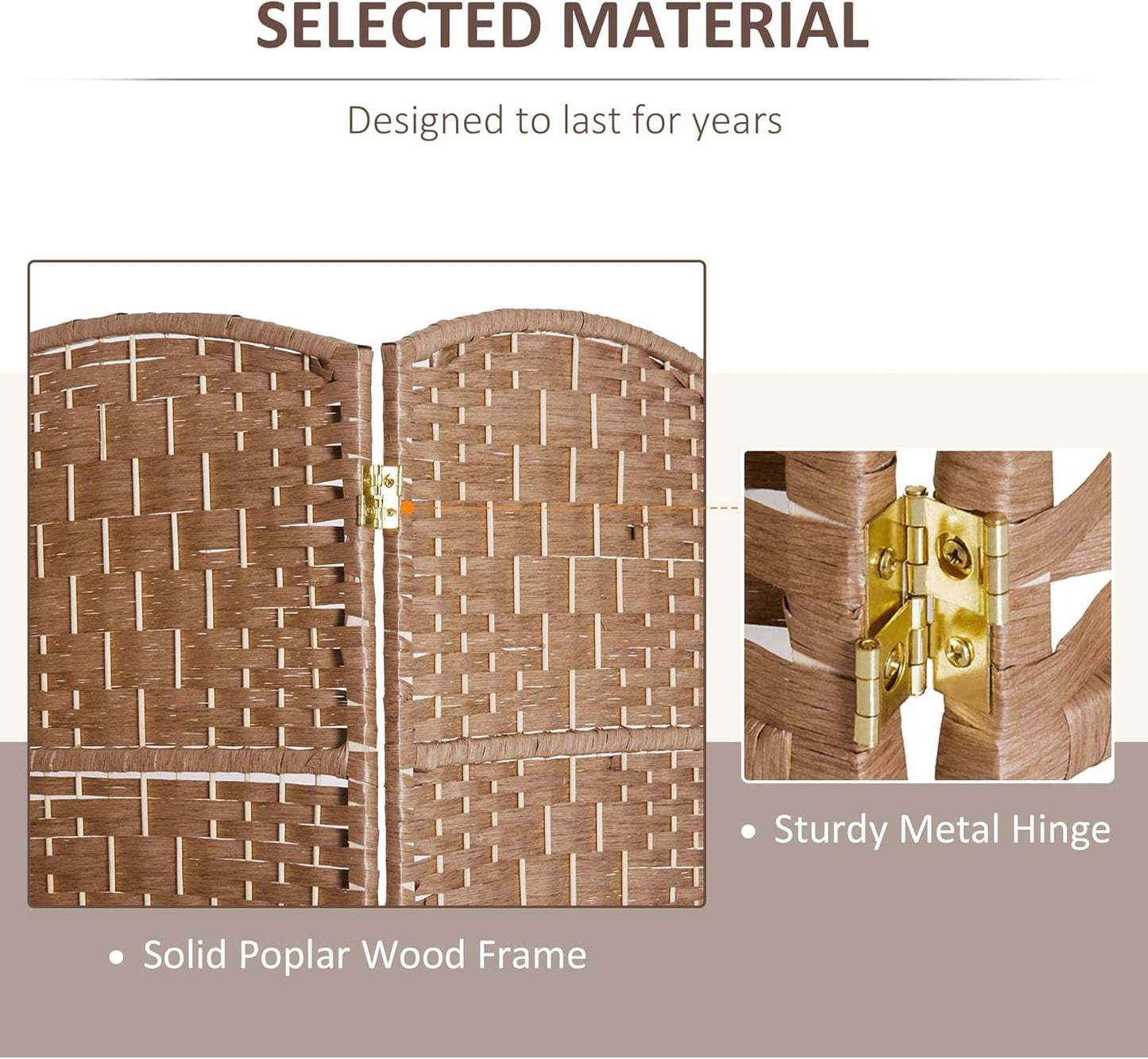 NicBex Room Divider 6 Panel Room Dividers with Woven Rattan Design Partition Room Dividers and Folding Privacy Screens 6 FT Wall Divider for Office,Room Separation,106.25"W x 0.75"D x 70.75"H, Natural