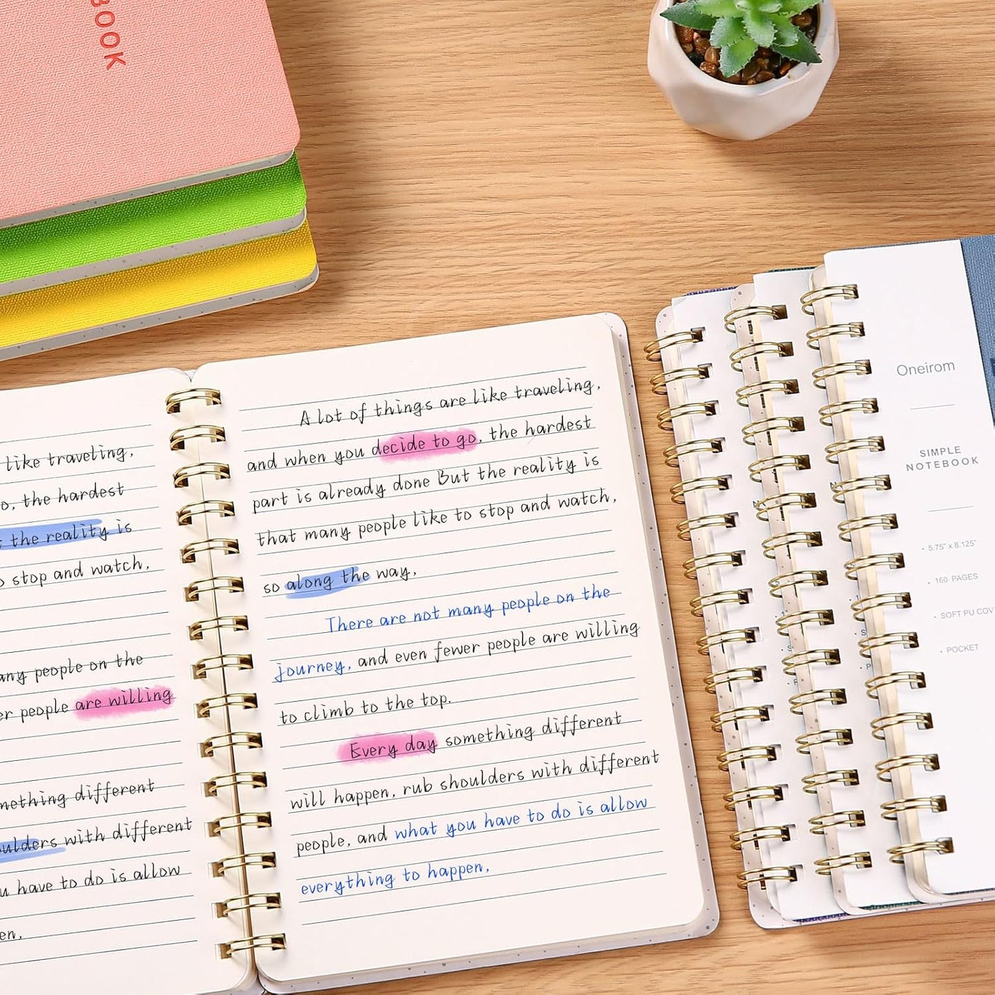 Lined Spiral Notebook College Ruled A5 Journal Book for Note Taking, 160 Pages Writing Journal for Office and Home School Supplies 5.75x8.125 inch (0Green)