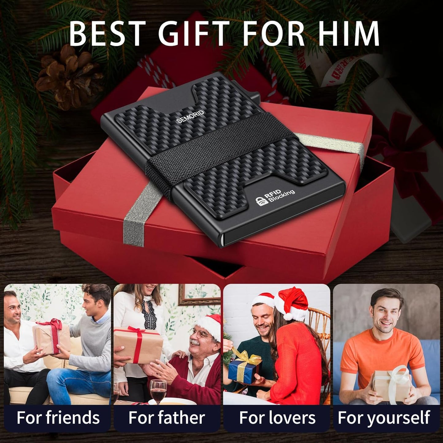 Slim Wallet for Men, Minimalist RFID Blocking Mens Wallet with Pop Up Case, Thin Metal Credit Card Holder with Cash Strap & Expandable Backplate - Holds 12 Cards