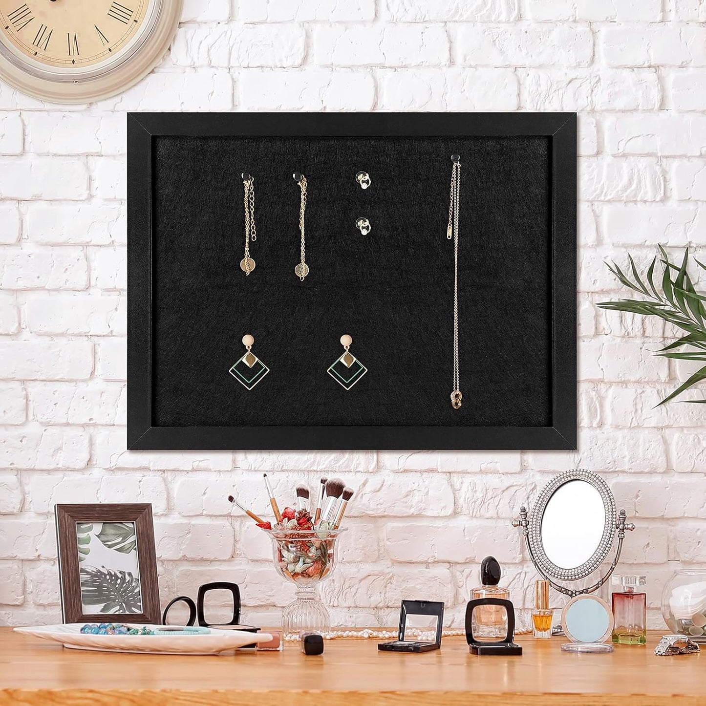 TORASO Cork Board Bulletin Board, Cork Boards for Walls with Pins, Eye Bolts, gaskets, Screws, Pin Board for Office, School and Home (All Black, 17“x23-1P)