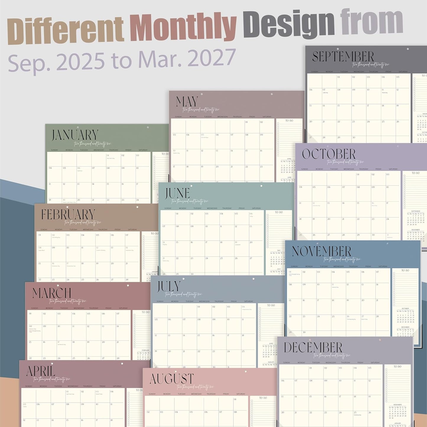 Guasslee Desk Calendar 2025-2026, Desk Top Calendar 2026, 19-Month School Year Desk/Wall Calendar, Sep. 2025-Mar. 2027, 14" X 11" Monthly Planner With Thick Paper For Office Home School Organizing