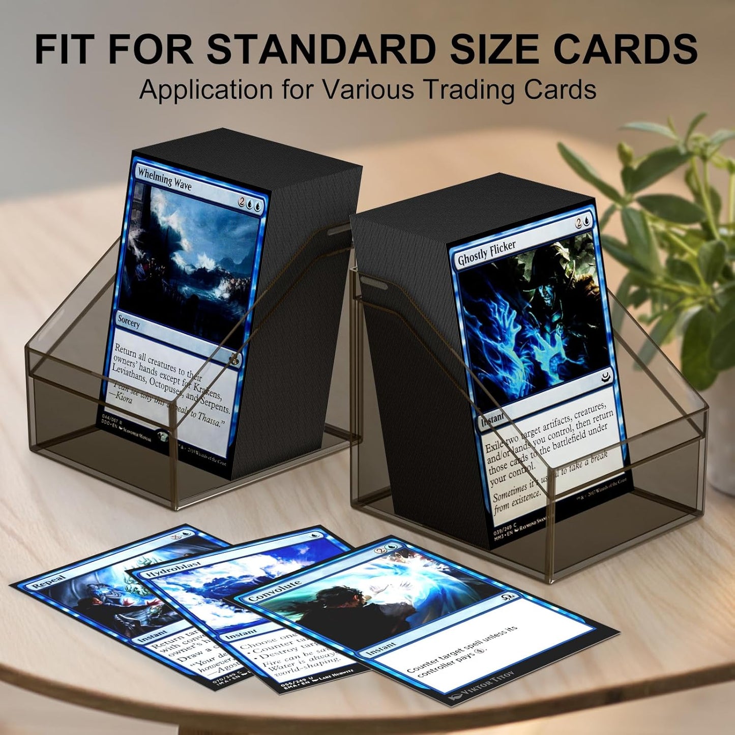 Mlikero Card Deck Cases, 6 Pack Acrylic Commander Deck Box Holding 100+ Sleeved Cards with 6 Dividers, Sturdy Card Storage Box Fit for MTG, TCG, Sports Cards (Black)