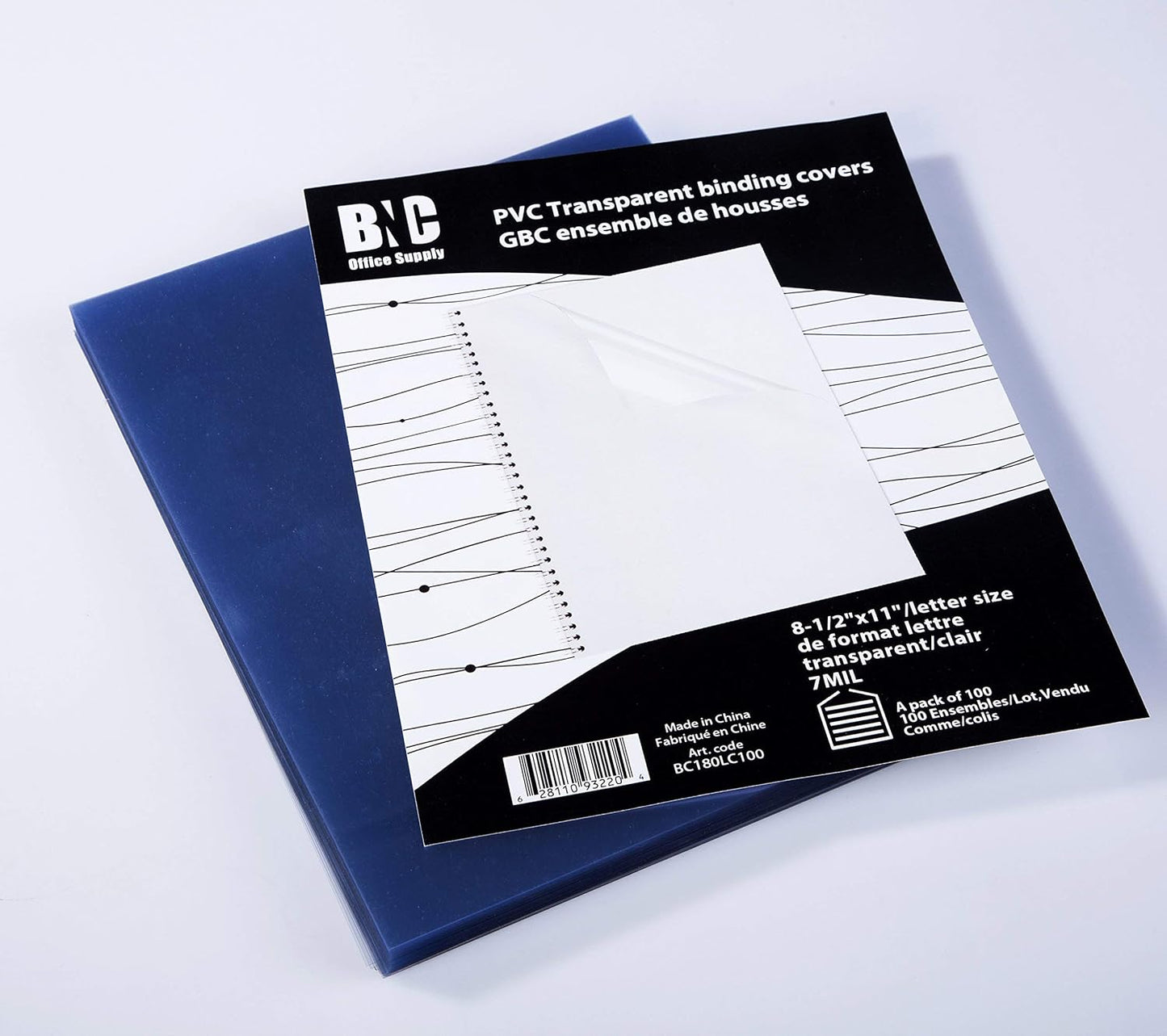 BNC 7 Mil 8-1/2 x 11 Inches, Letter Size PVC Binding Covers - Pack of 100, Clear