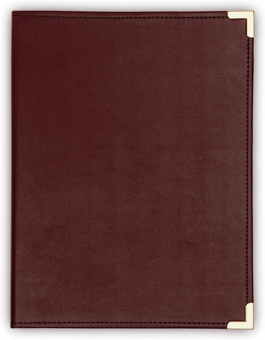 Samsill Classic Collection Business Portfolio - Executive Padfolio for Resume & Document Organizer - 8.5 by 11-Inch Legal Pad, Faux Leather with Brass Corners (Burgundy)