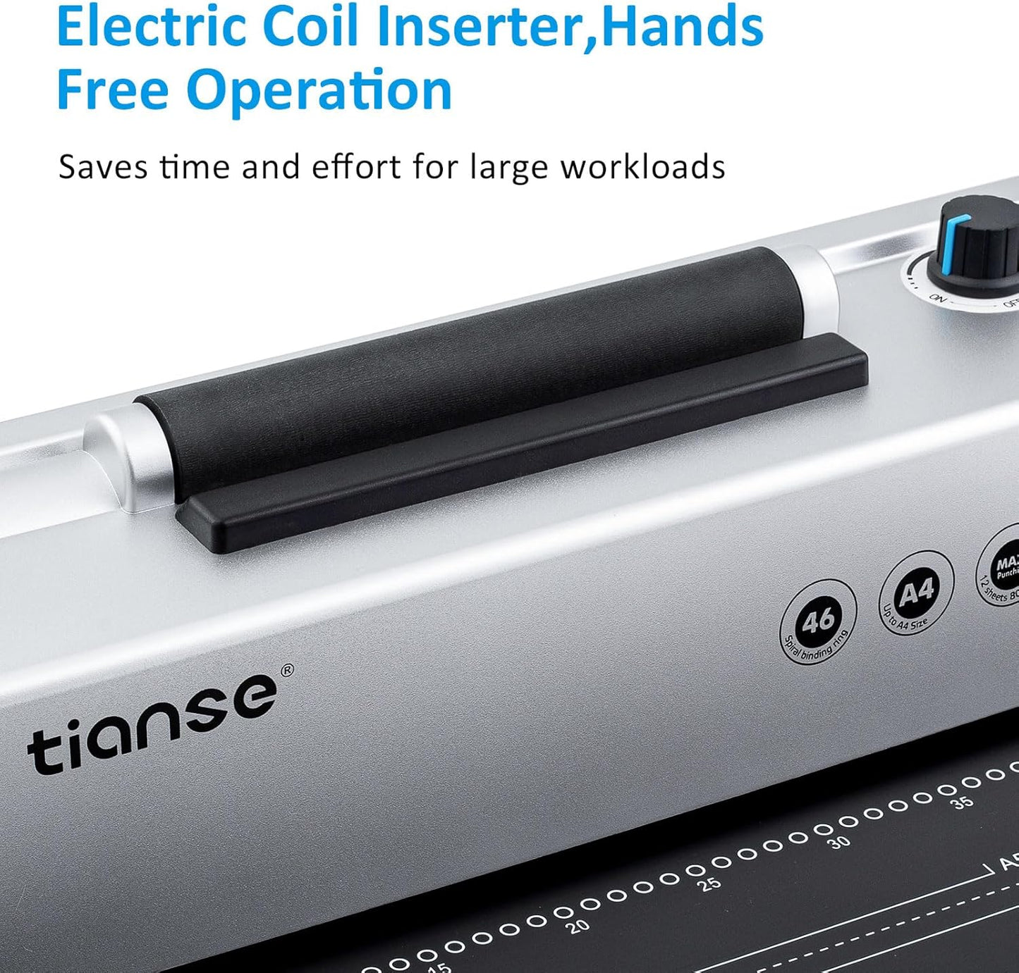 TIANSE Binding Machine, Spiral Coil Binder Machine, Manual Book Maker Punch Binder with Electric Coil Inserter,Suit for Letter Size / A4 / A5 with 100pcs 5/16'' Plastic Coil Binding Spines & Plier