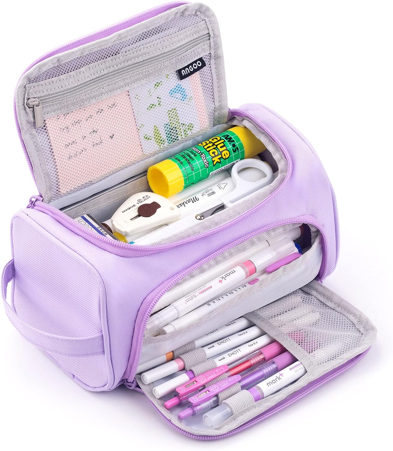 HVOMO Big Capacity Pencil Case High Large Storage Pouch Marker Pen Case Travel Simple Stationery Bag School College Office Organizer for Teens Girls Adults Student（N Purple）