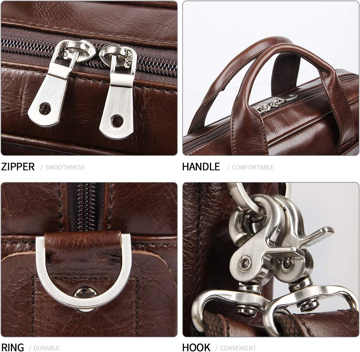 Augus Leather Laptop Briefcase for Men,Waterproof Travel Messenger Duffle Bags 15.6 Inch Laptop Bag