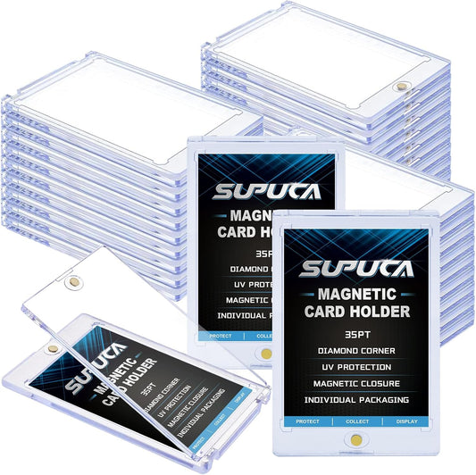 50ct Magnetic Card Holder 35PT, One Touch Card Holder for Trading Card, Card Protectors Hard Plastic, Card Sleeves Display Case for Baseball Card Sports Cards