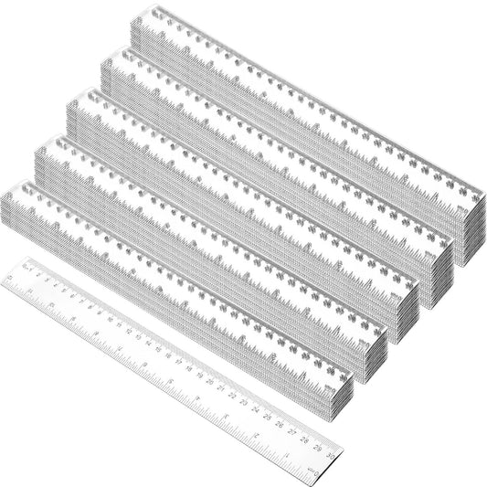Zonon 500 Pieces 12 Inch Ruler Bulk Clear Plastic Flexible Straight Metric Rulers with Centimeters and Inches Drafting Measuring Tool for Classroom School Students Education