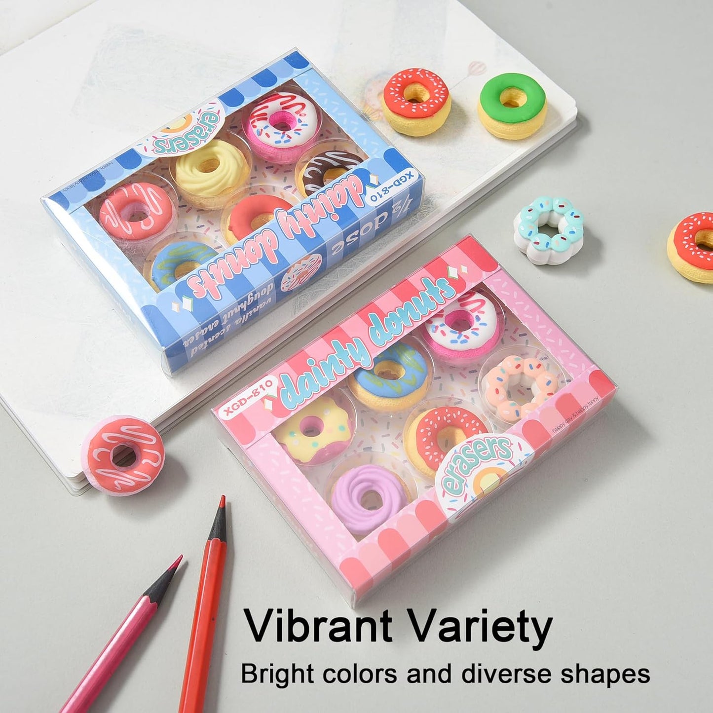 Donut Erasers for Kids Bulk, 24 Pieces 3D Cute Fun Food Erasers for Party Favors Classroom Prizes