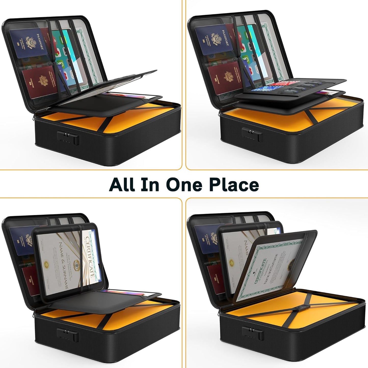 Noiposi Document Organizer with 5200℉ Heat Insulated, 16.1"x11.4"x4.3" Waterproof and Fireproof Document Box with Lock, Home Strong Fireproof Safe Storage Box for Legal Size Documents and File