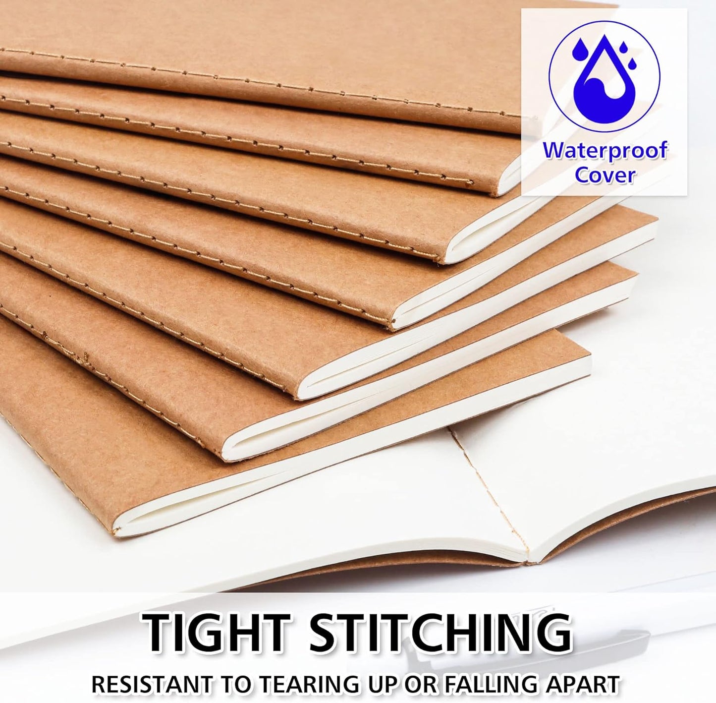 feela 170 Pack Blank Kraft Notebooks, Unlined Sketchbook Mini Cute Note Pad for Drawing Writing, Journal Bulk For Kids Students Office School Supplies, A6, 48 Pages, 4.25” X 5.5”, Black and Brown