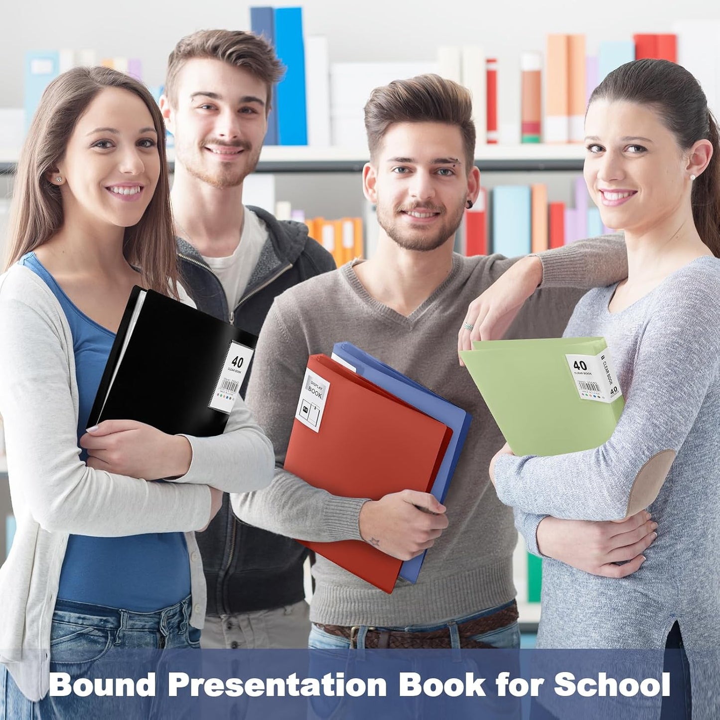 Marspark 4 Pcs Binder with Plastic Sleeves Large 8.5" x 11" Display Presentation Book 40 Pocket 80 Pages Art Portfolio Folder Clear Sheet Protector for Photo Document (Black,Green,Red,Blue)