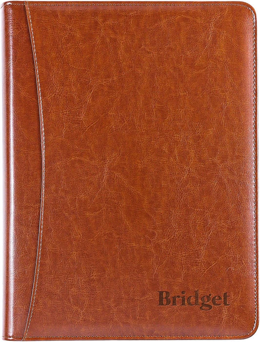 Personalized Portfolio Organizer for Coworkers, Customized Portfolio Planner, Men Leather Padfolio, Padfolio with Zip Closure, Gift for Employees, Gift for Men Husband Father Son Him, Father's Day Dad