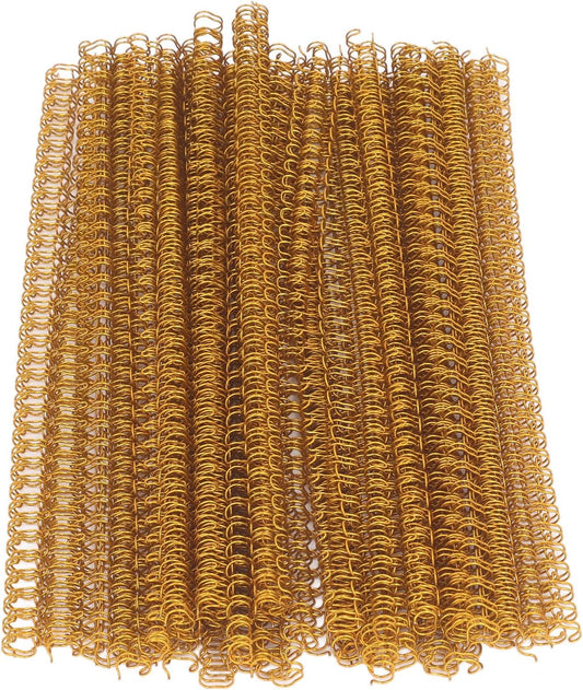 3:1 Pitch Double Loop Binding Wires, YolieraArt 100 Pack Spiral Spine Bindings, 9/16 Inch Wire Twin Binding for Book Binder Machine,Students and Coworkers (120 Sheet Capacity, 100P, Gold)