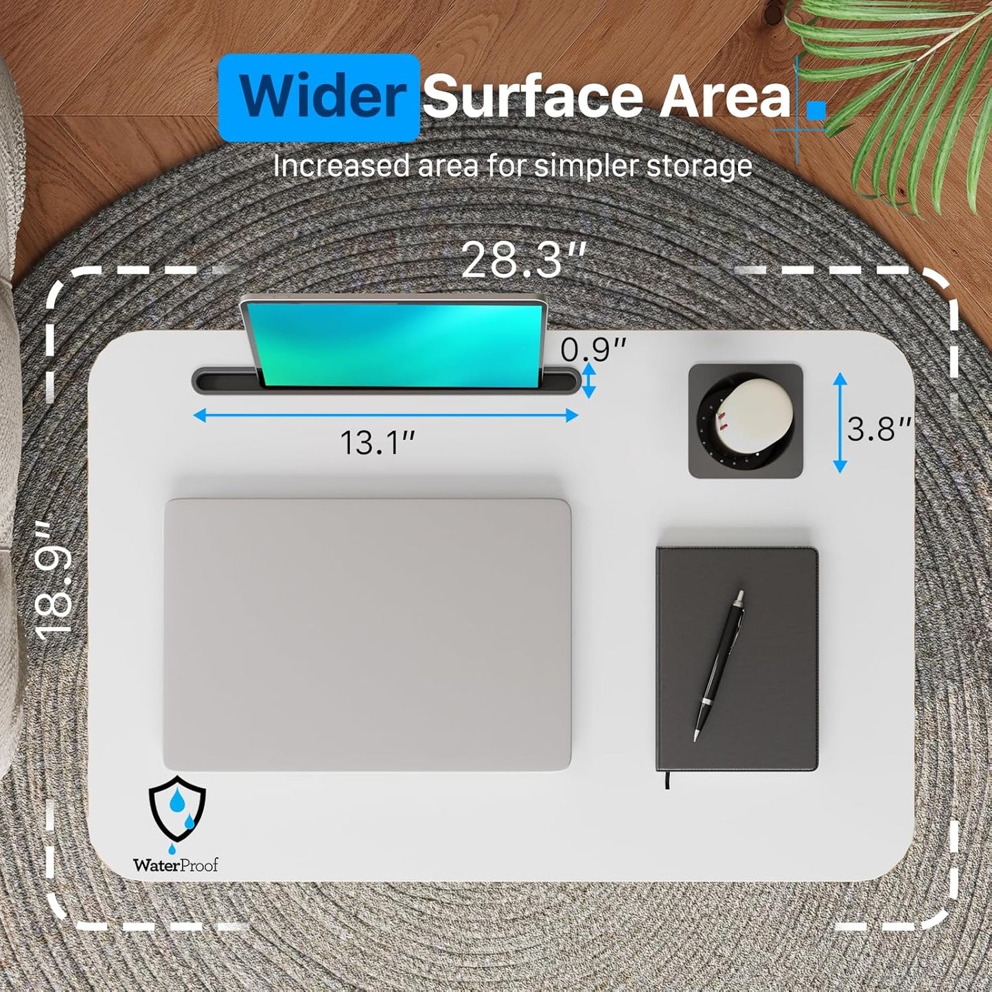 Mobile Standing Desk, Rolling Laptop Cart Adjustable Height with Cup Holder, 28 inch Portable Table with 4 Lockable Wheels, White Computer Workstation with Hook and Slots for Home Office
