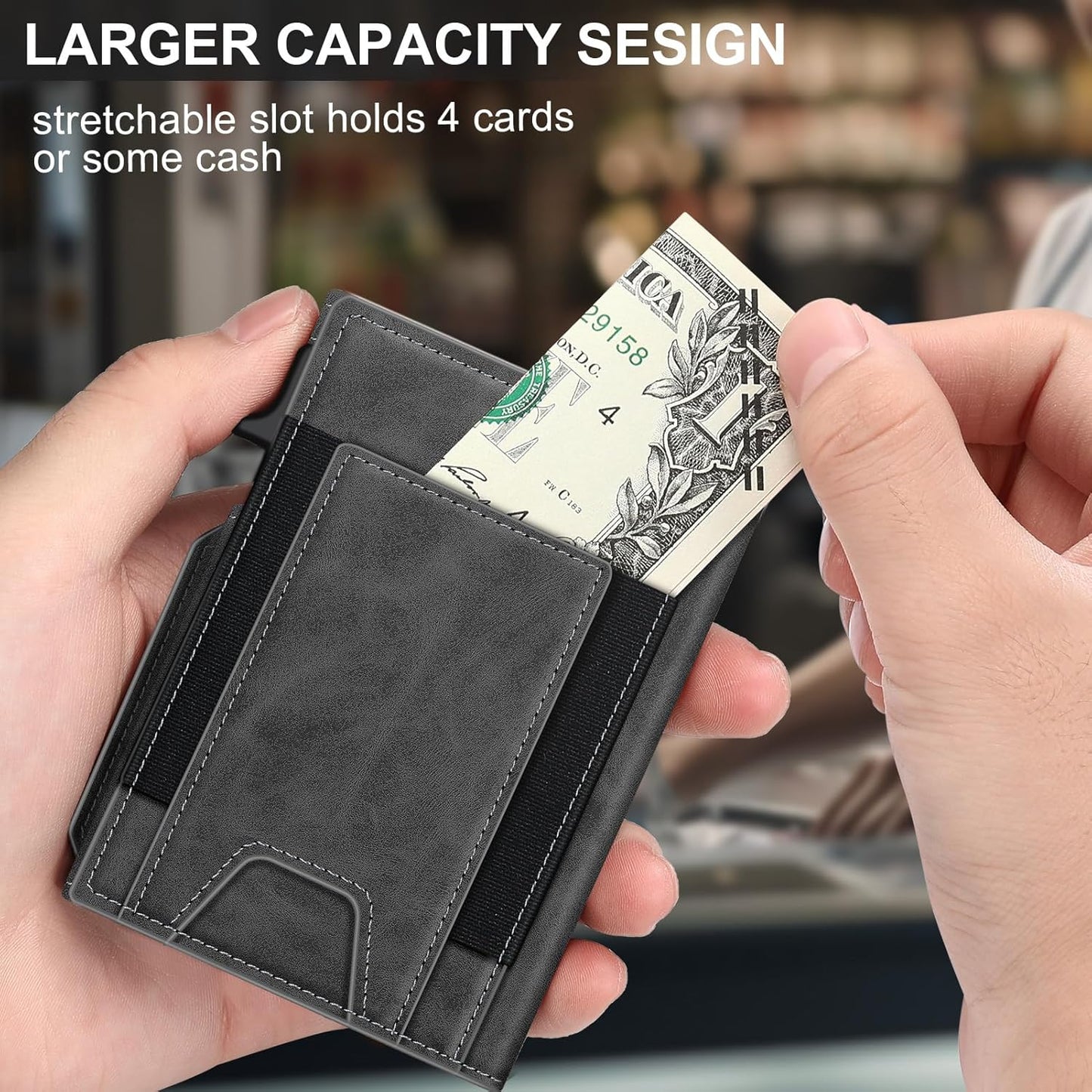 Wallet for Men Wallet with Slim Pop Up Card Holder 9-13 Cards, Bifold Minimalist Smart Wallet RFID Blocking Credit Card Holder with ID Window & Stretchable Cash Slot Compact Metal Aluminum Card Case