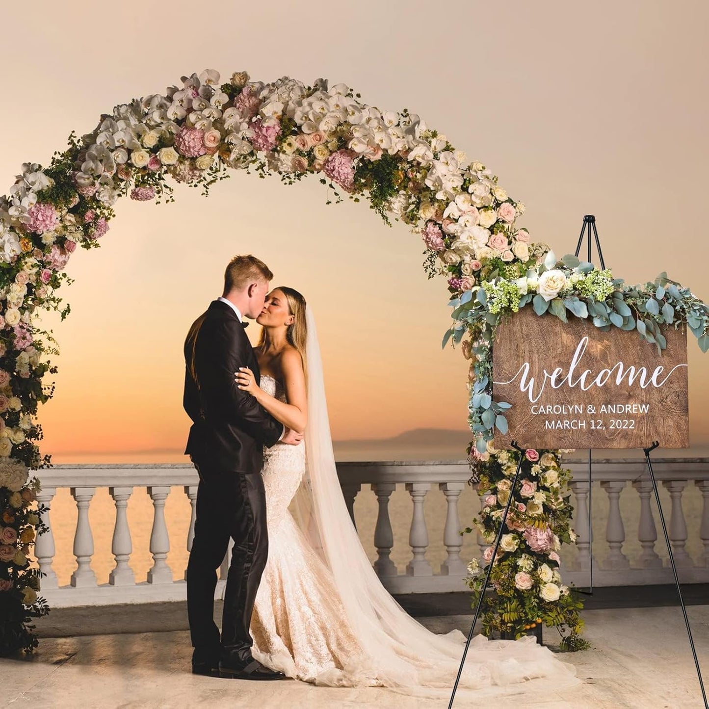 RRFTOK Easel Stand for Sign,63'' Instant Lightweight Portable Ground Easel for Wedding Sign and Poster Display Stand, Metal Tripod with Portable Bag,1-Pack.