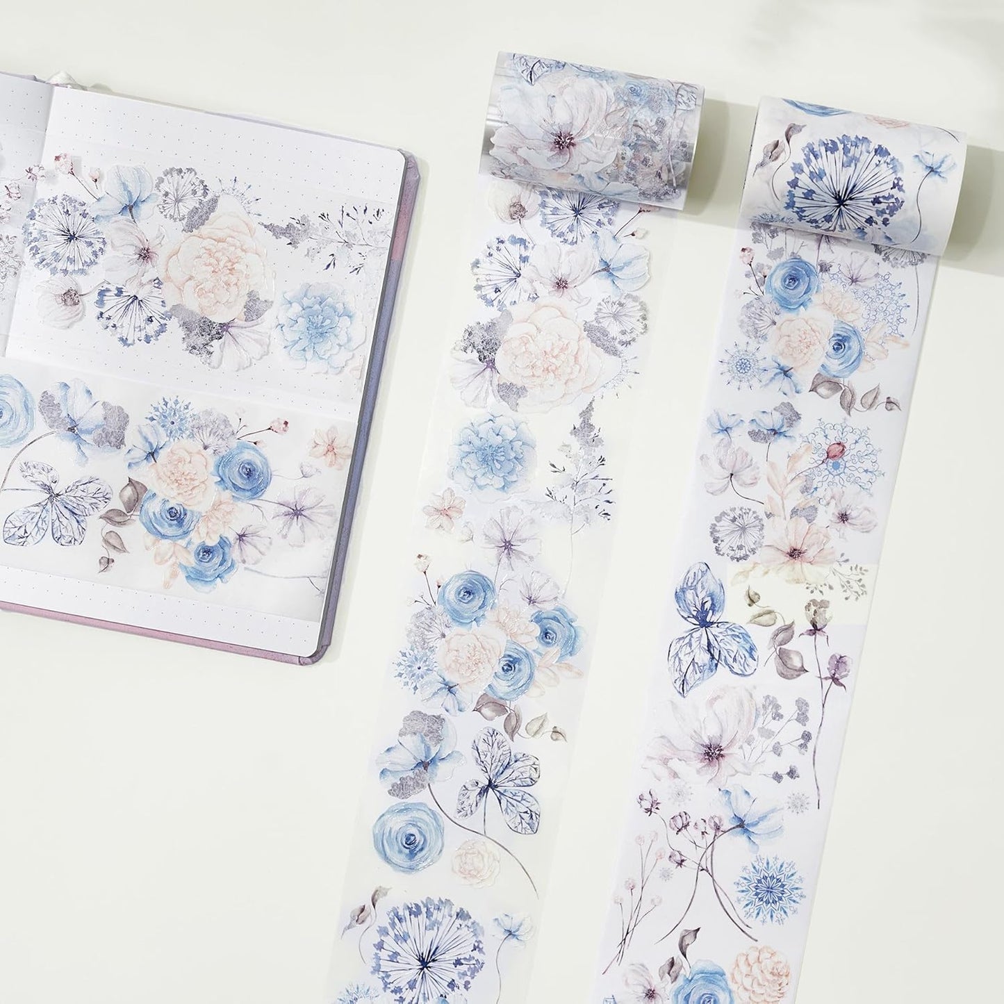 WT Frozen Wide PET Tape, Single Roll, Original Designs, Vintage Floral Decorative Tape, Transparent Adhesive Craft Tape for Journals, Scrapbooks, Bujo Planners, DIY Supplies, Holiday Gifts