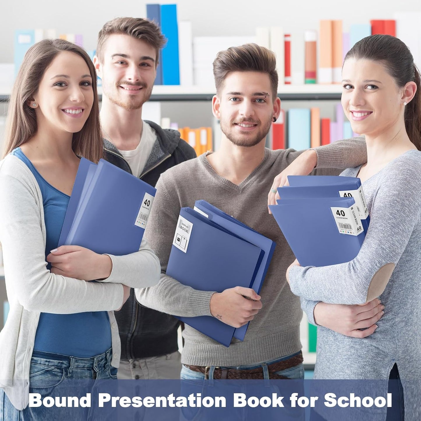 Marspark 6 Pcs Binder with Plastic Sleeves Large 8.5" x 11" Display Presentation Book 40 Pocket 80 Pages Art Portfolio Folder Clear Sheet Protector for Photo Document (Dark Blue)