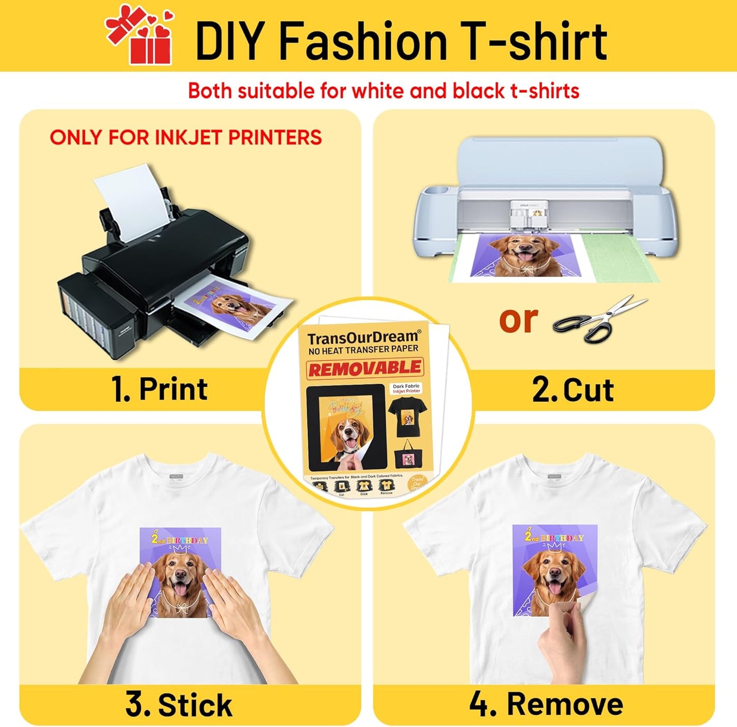 TransOurDream Heavyweight Cotton Blank T-Shirt, Short Sleeve Crew Neck Tee for Heat Transfer, Classic Fit Men's T-Shirts