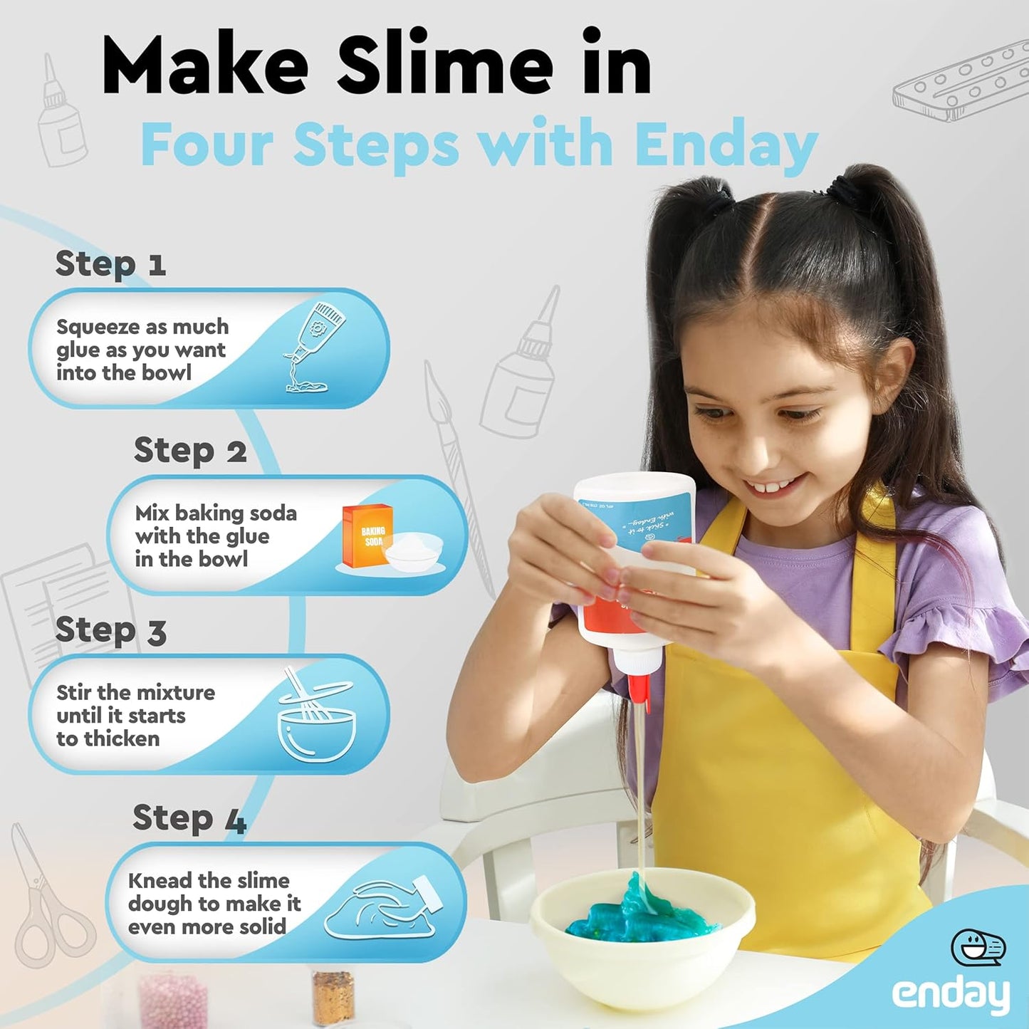 Liquid Glue (12 Pack) - 4 oz Washable School Glue, Bulk, Non-Toxic for Kids, for Slime, Arts and Crafts - by Enday