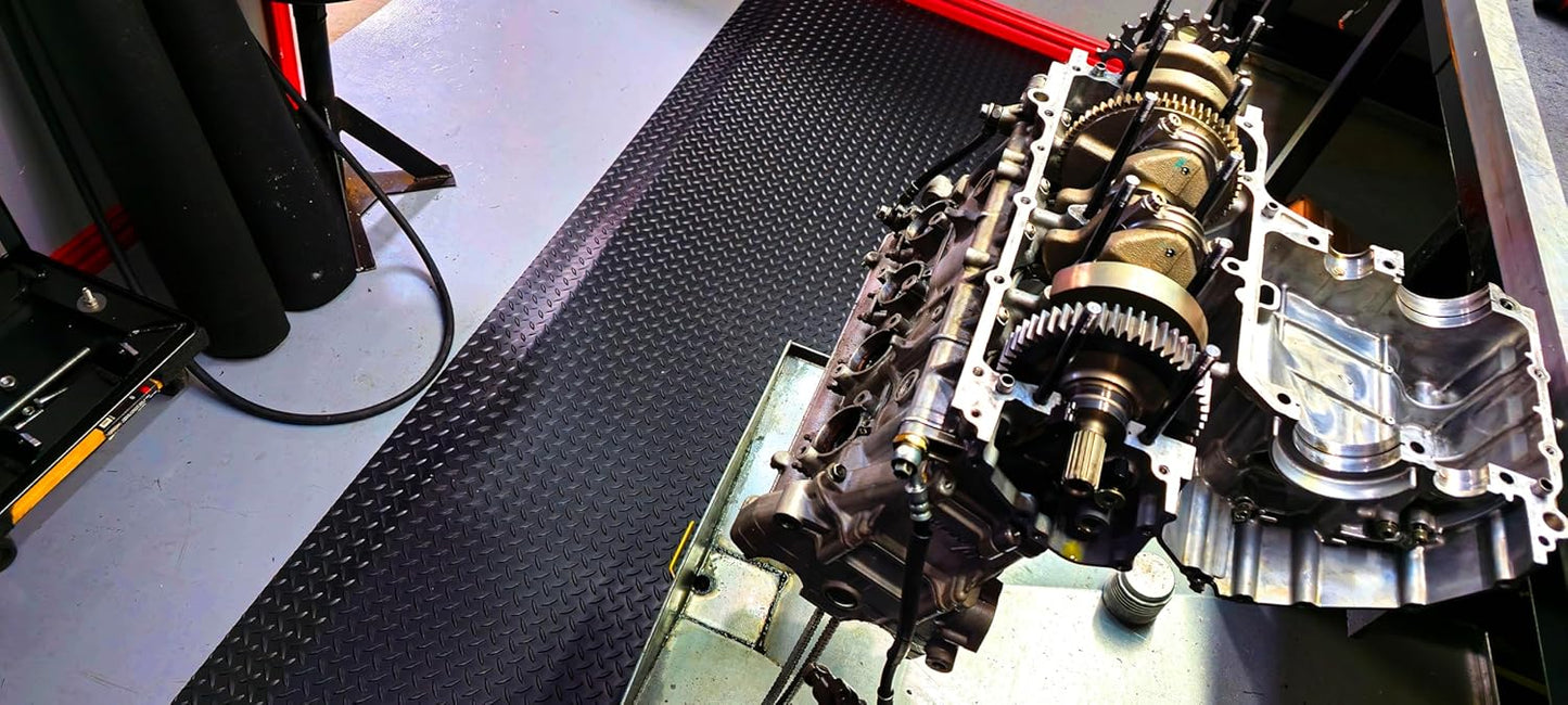 Rhino Mats, American Classic Diamond Anti-Fatigue Mats, Industrial Ergonomic Comfort Standing Mat for Work, Home, Garage, Office, Kitchen or Anywhere (Black 9/16" Thick, 3 FT. x 16 FT.)