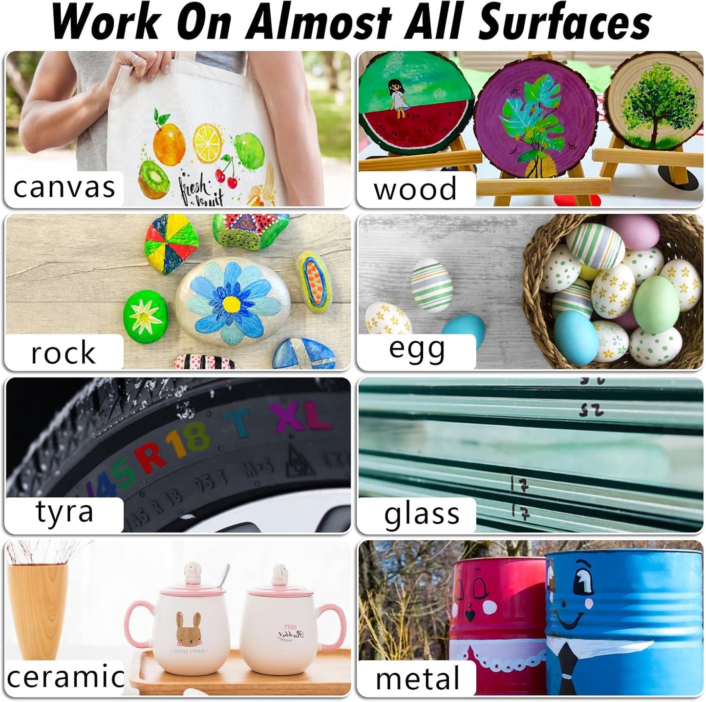 Yellow Paint Pens Paint Markers - 12 Pack Permanent Quick Dry Waterproof Marker Pens for Rocks Wood Fabric Plastic Canvas Glass Mugs Metal Tire Stone