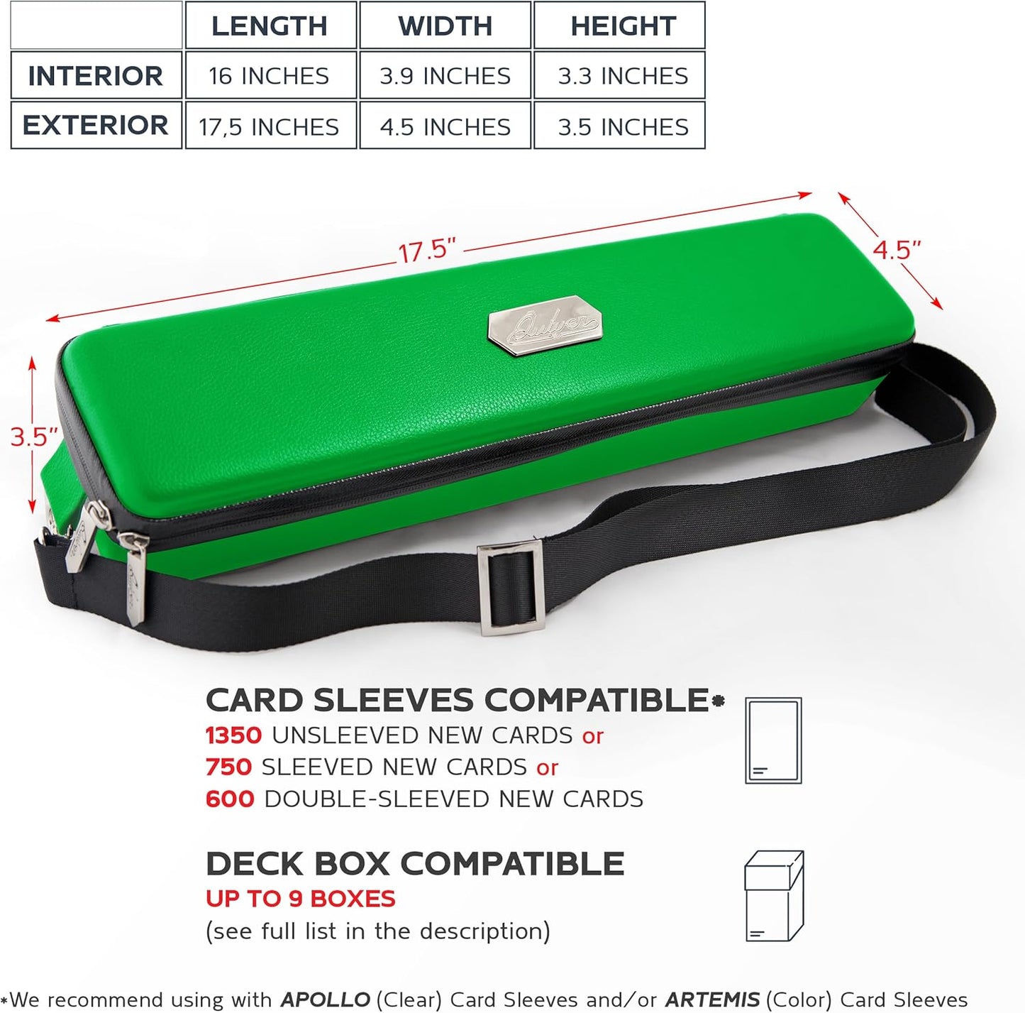 Quiver Time 's Green Card Case, Perfect for MTG Deck, Premium Storage Box, for Trading Cards, and Playing Card Storage, Ideal for Carrying Magic The Gathering and Game TCG Enthusiasts Recommended