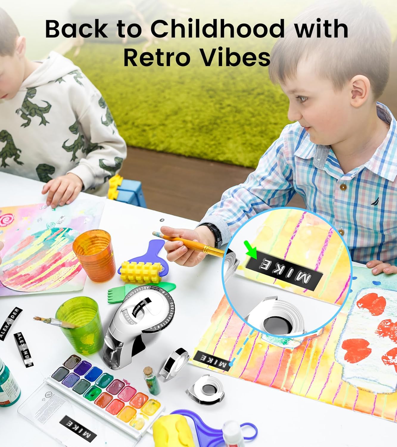 Embossing Label Maker Machine with Tapes, Old School Vintage Label Maker Embossed, Retro 3D Embosser Manual Labeler with 3 Rolls 9mm Labels-Waterproof for Home Office Kids DIY Craft Scrapbook