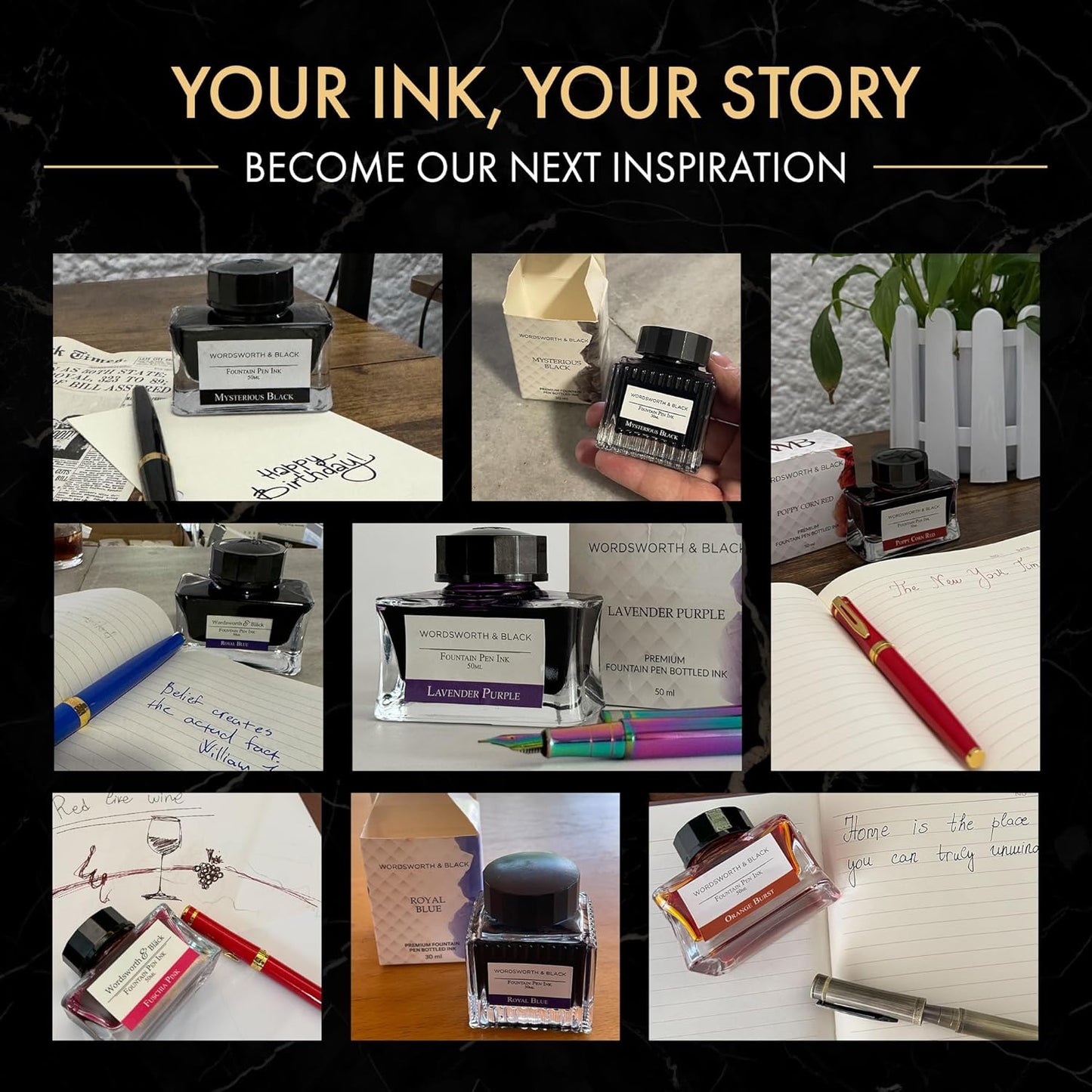 Wordsworth and Black Fountain Pen Ink Bottle (50 ml) Premium Luxury Edition, [Lavender Purple] Fountain Pens Bottled Ink; Classic Designed Bottle Smooth Flow 50 ml…