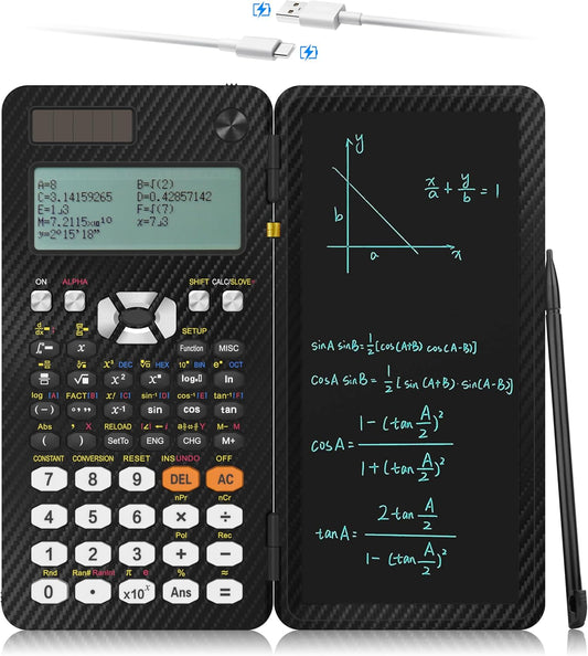 Scientific Calculators, Type-C Rechargeable Desktop Math Solar Calculator with 552 Functions & Notepad, School Supplies for Middle High School & College Students, 991EX (Black)