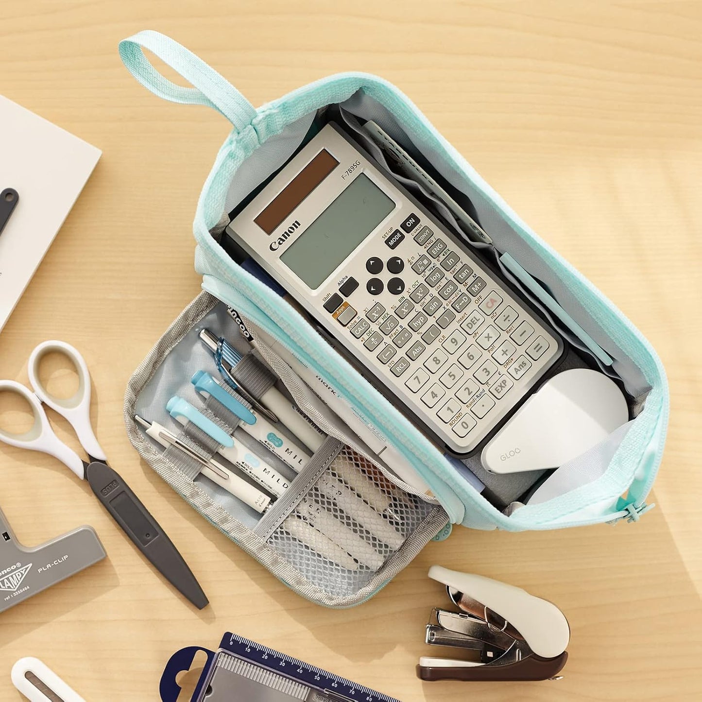 HVOMO Pencil Case Large Capacity Pencil Pouch Handheld Pen Bag Cosmetic Gift for Office School Teen Girl Boy Men Women Adult (Blue)