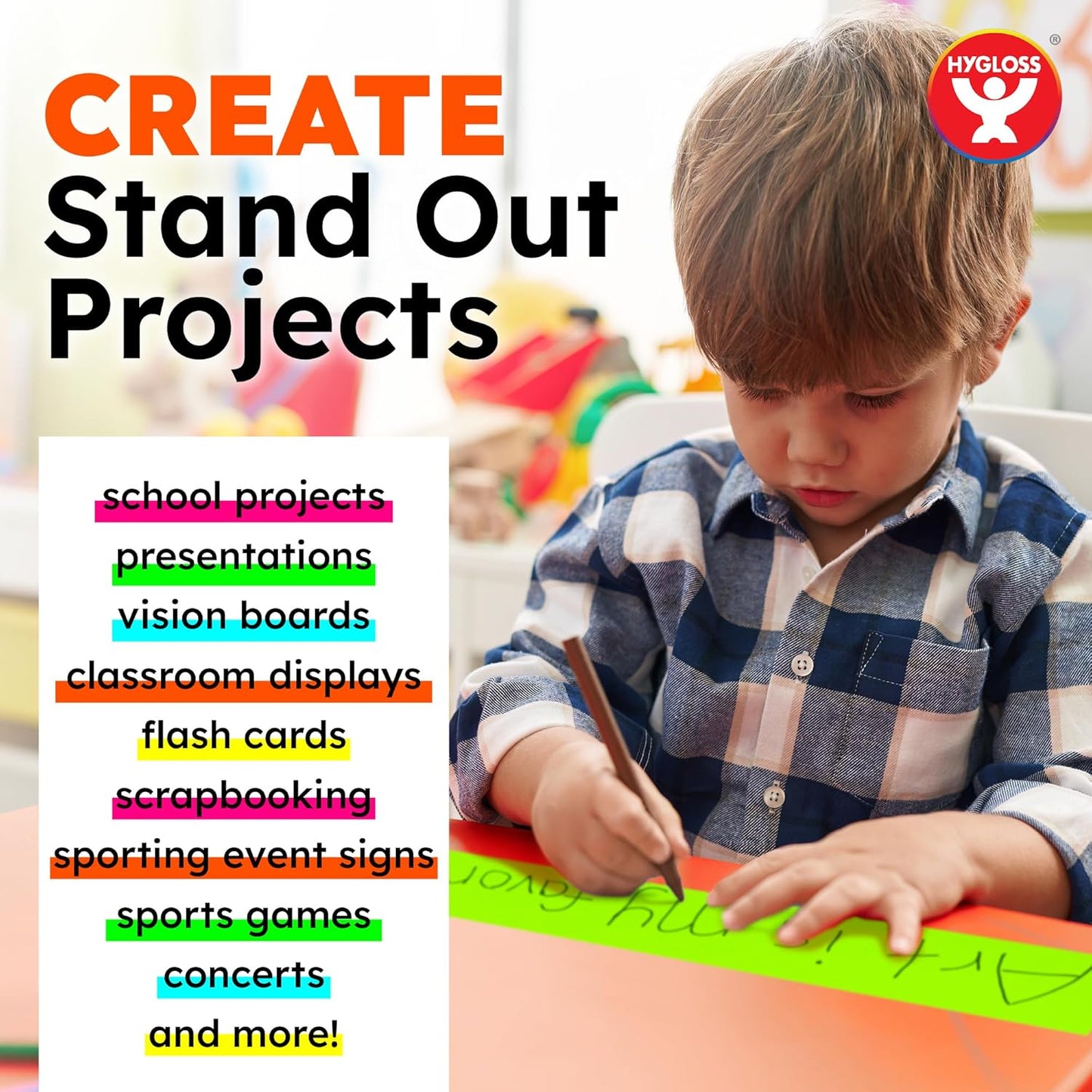 Hygloss Small Poster Board 4x11 - 50 Assorted Neon Color Poster Boards Bulk Pack - 10 Pt. Thickness Colored Poster Board Paper for Projects, Flash Cards, Signs - Posterboard Multipack 4" x 11"