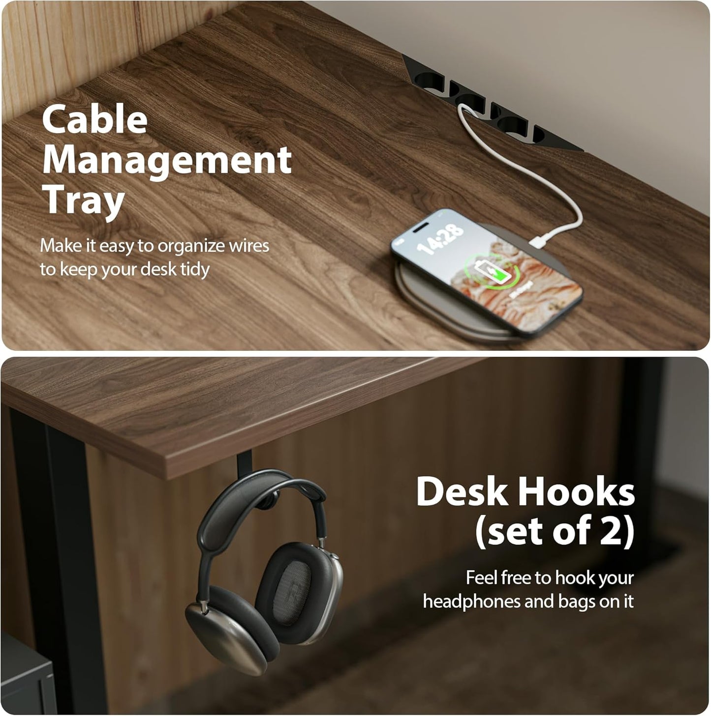 Agilestic L-Shaped Standing Desk Adjustable Height, Electric Corner Standing Desk, Sit Stand Up Desk, 75x61 inch Sit Stand Computer Table, Dark Walnut