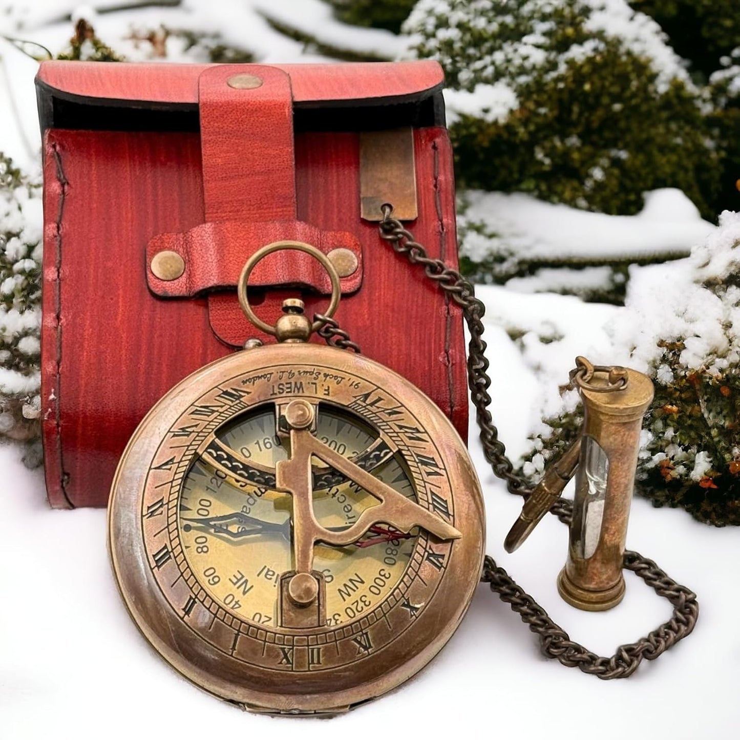 Anniversary Sundial Compass Gift for Him or Her–Antique Brass & Copper Nautical Sundial Compass, Unique 20th 25th 40th 50th Wedding Vintage Ship Replica Sundial Clock