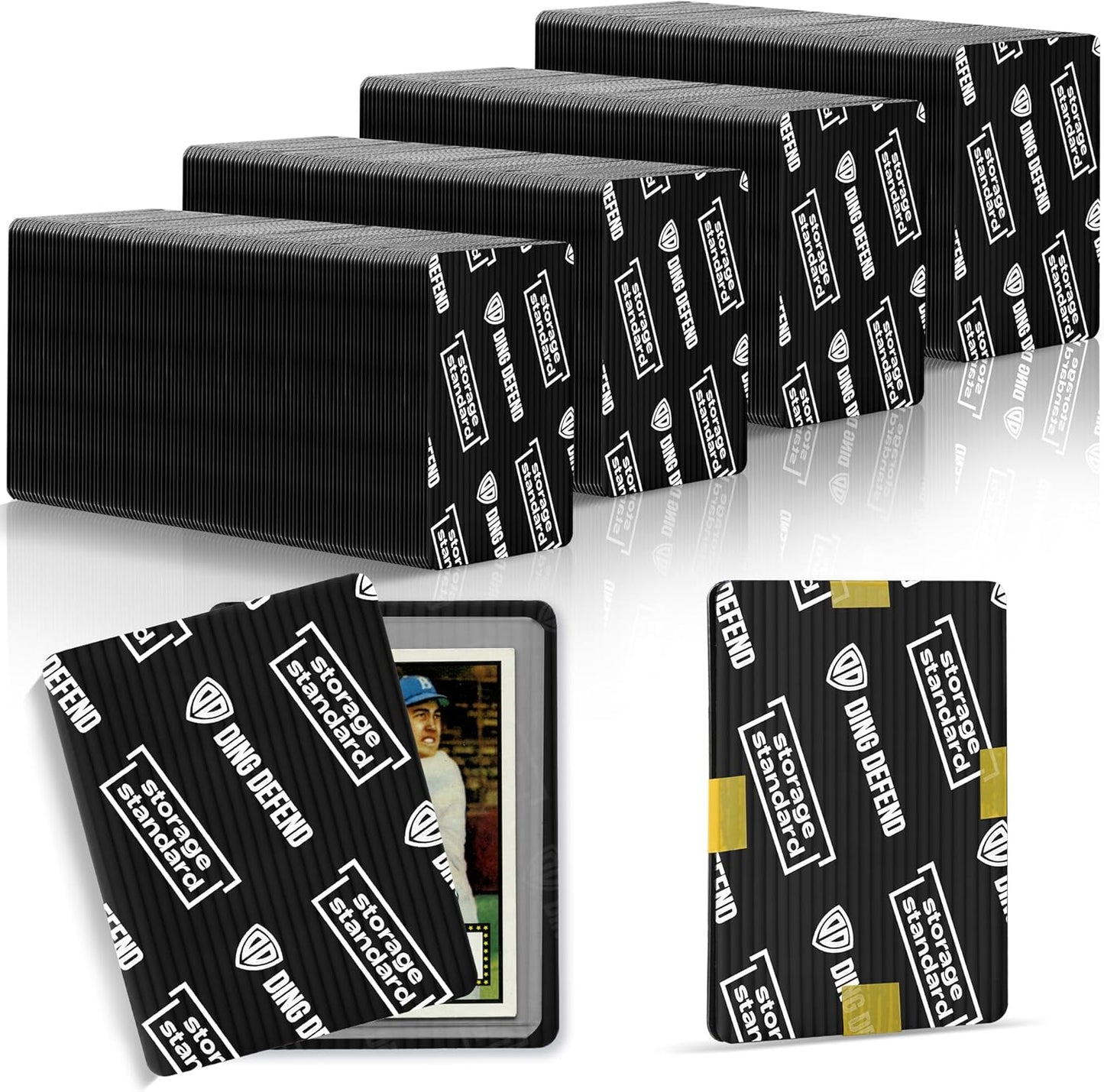Ding Defend 510-Pack Trading Card Protector Shipping - 3.5 x 4.5 Inch Black Hobby Card Shipping Supplies w/Rounded Corners, Lightweight & Reusable for Raw Top Loaders, Semi-Rigids, Team Bags